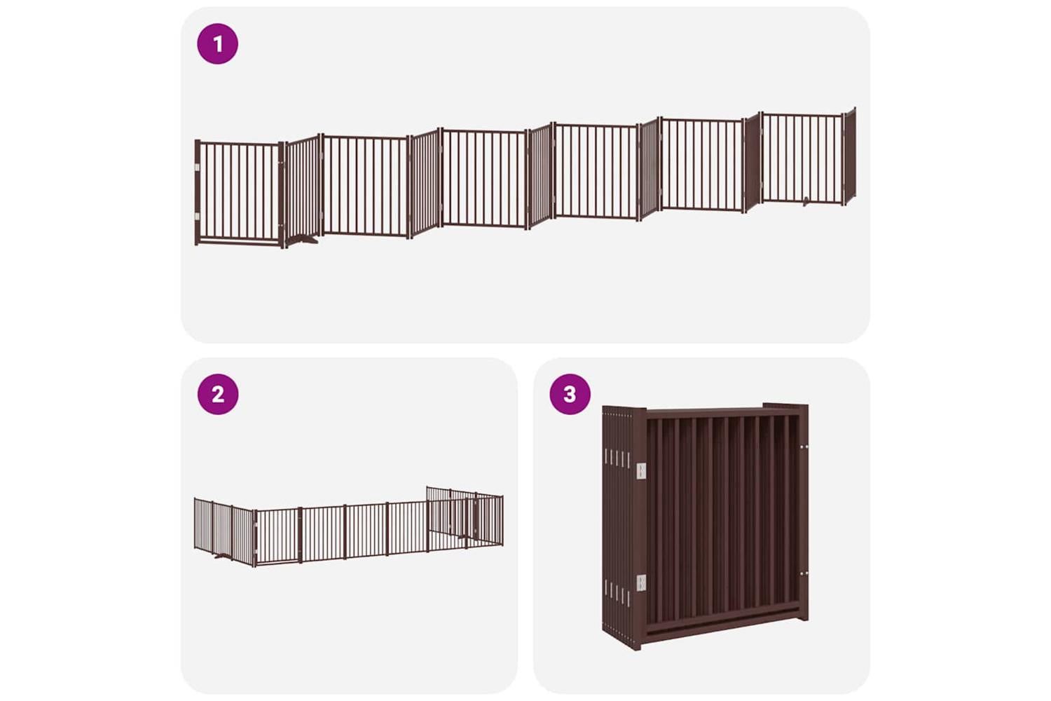Vidaxl Dog Gate With Door Foldable 12 Panels Brown 960 Cm Poplar Wood-6