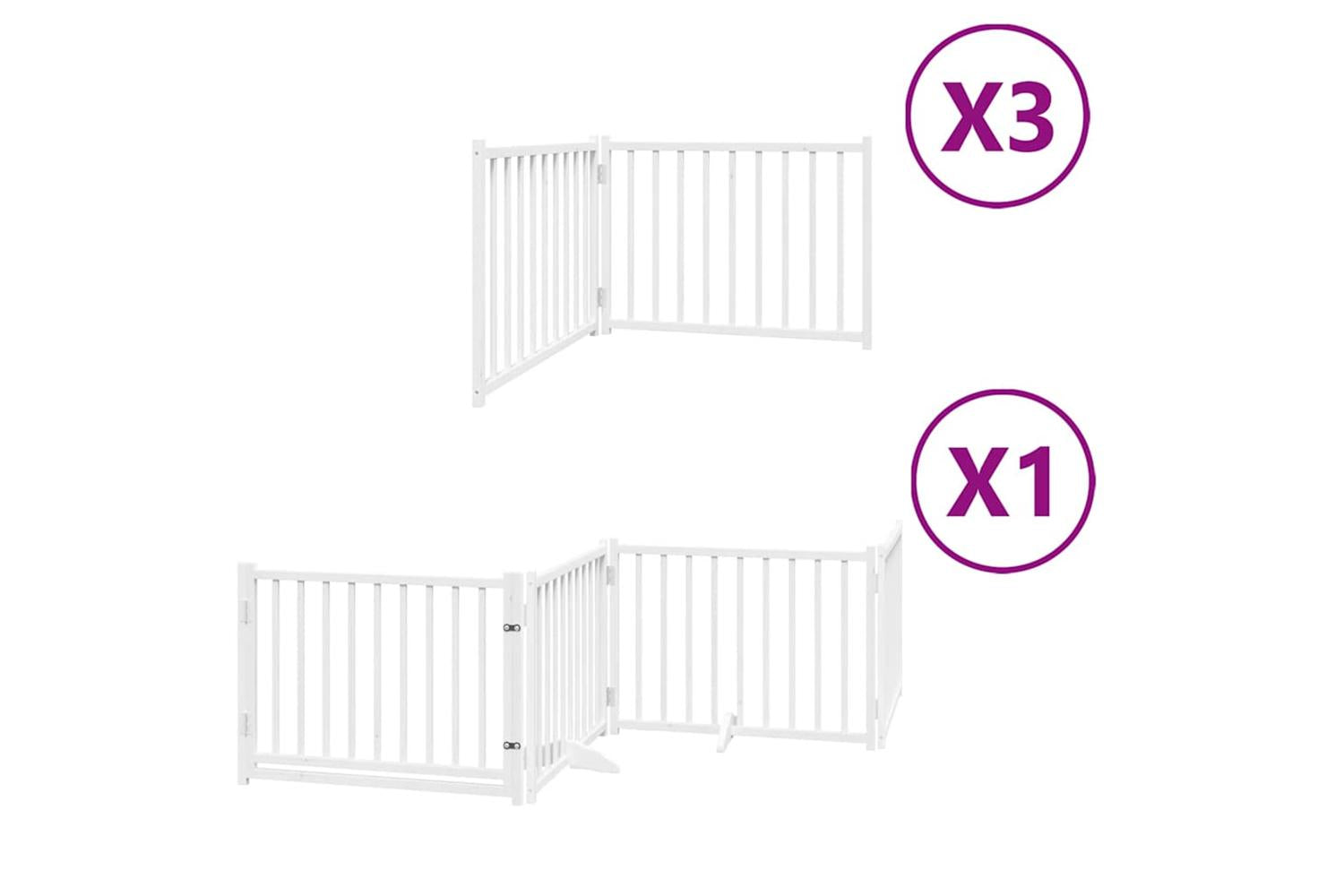 Vidaxl Dog Gate With Door Foldable 10 Panels White 800 Cm Poplar Wood-2