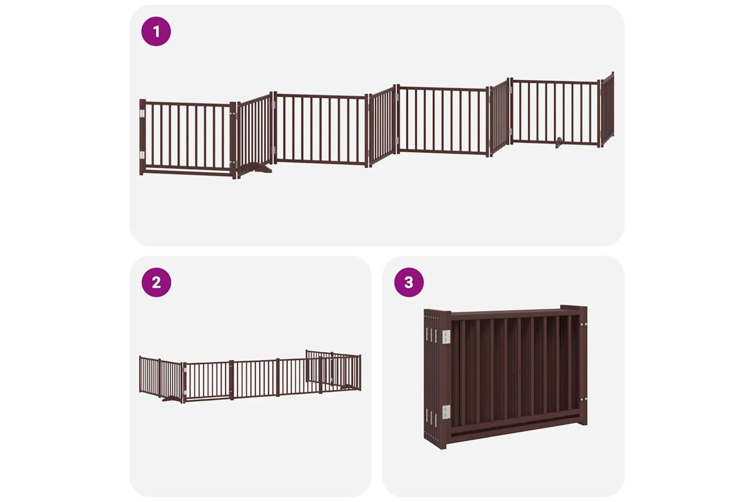 Vidaxl Dog Gate With Door Foldable 8 Panels Brown 640 Cm Poplar Wood-5