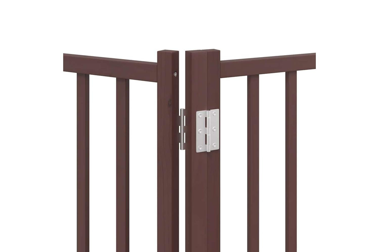 Vidaxl Dog Gate With Door Foldable 8 Panels Brown 640 Cm Poplar Wood-10