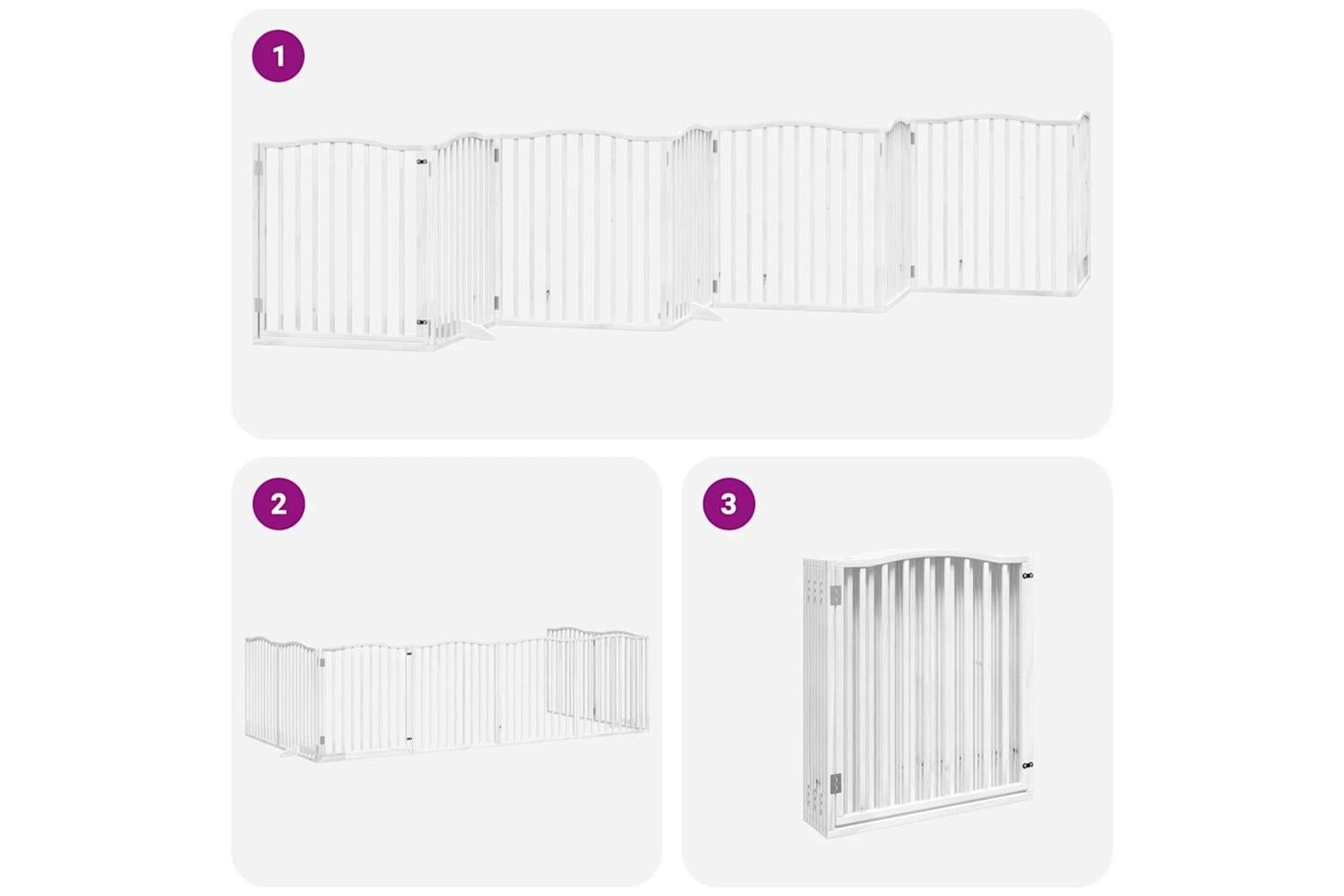 Vidaxl Dog Gate With Door Foldable 8 Panels White 640 Cm Poplar Wood-6