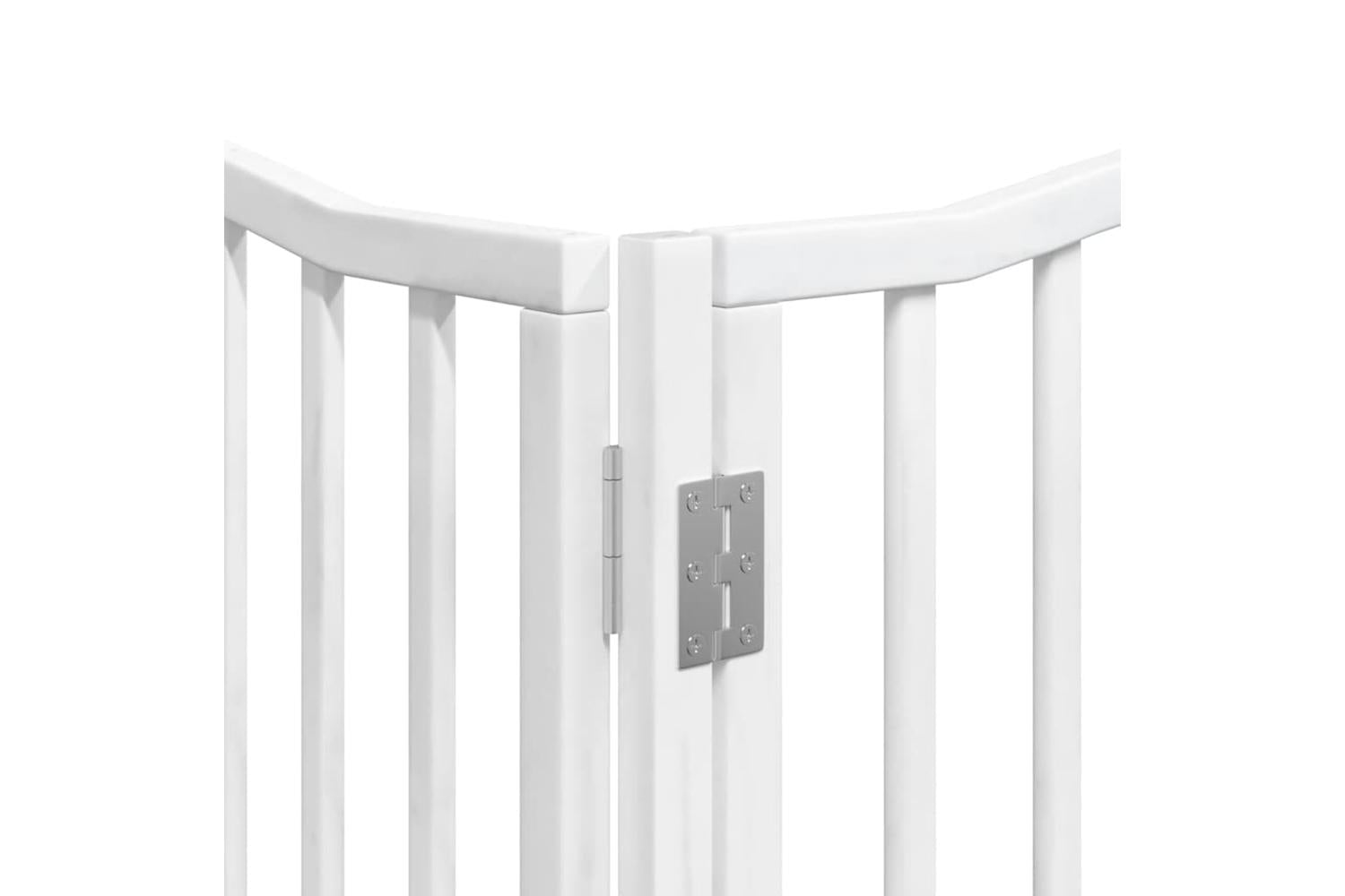 Vidaxl Dog Gate With Door Foldable 8 Panels White 640 Cm Poplar Wood-10