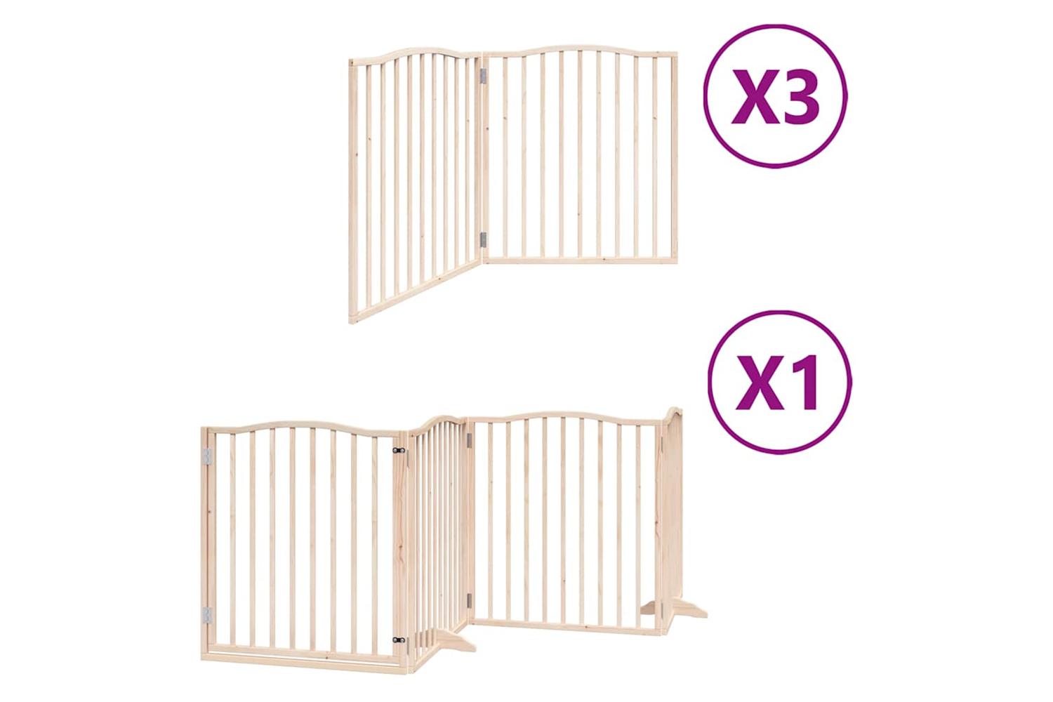 Vidaxl Dog Gate With Door Foldable 10 Panels 800 Cm Poplar Wood-2