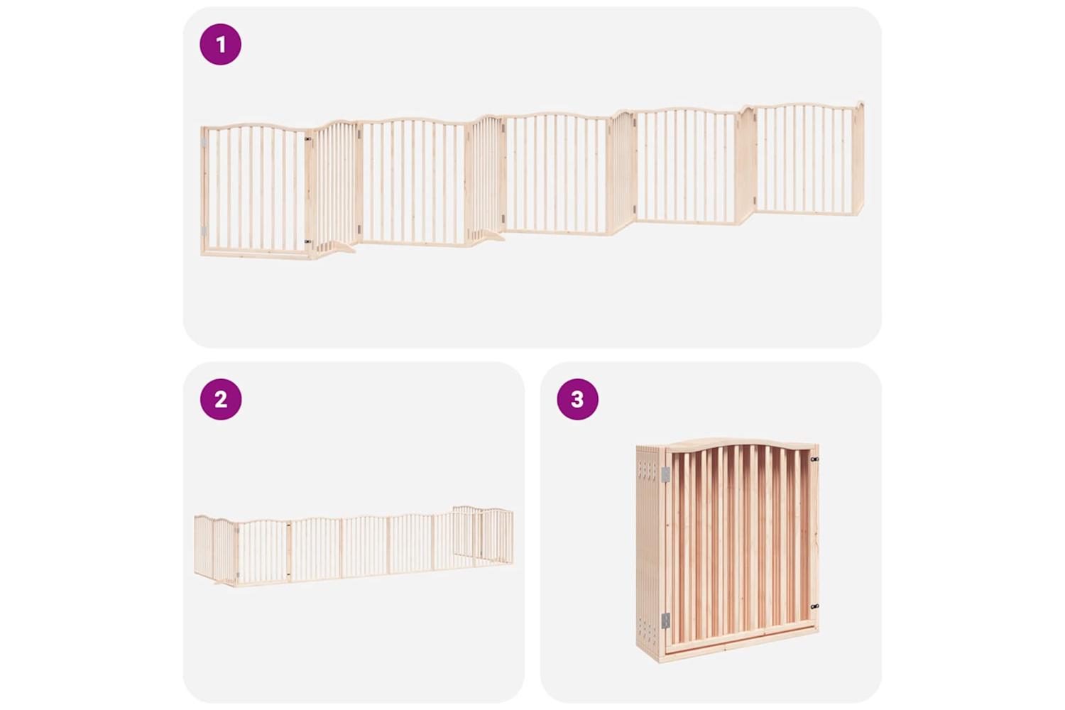 Vidaxl Dog Gate With Door Foldable 10 Panels 800 Cm Poplar Wood-6