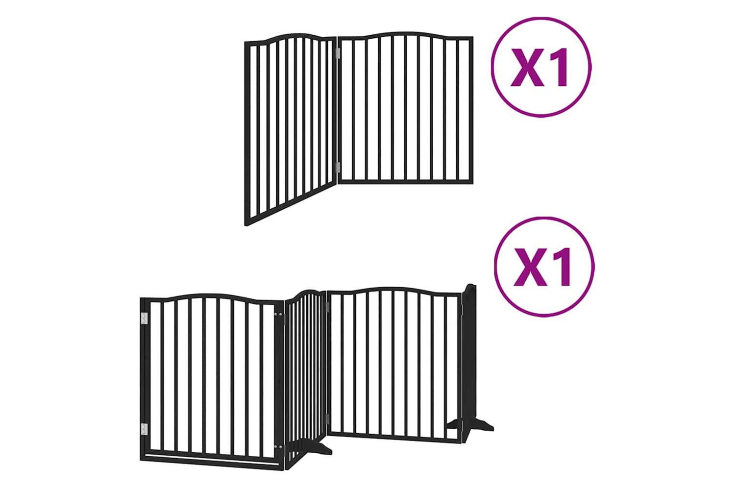 Vidaxl Dog Gate With Door Foldable 6 Panels Black 480 Cm Poplar Wood-2