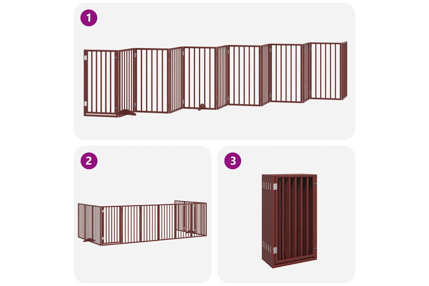 Vidaxl Dog Gate With Door Foldable 12 Panels Brown 600 Cm Poplar Wood-5