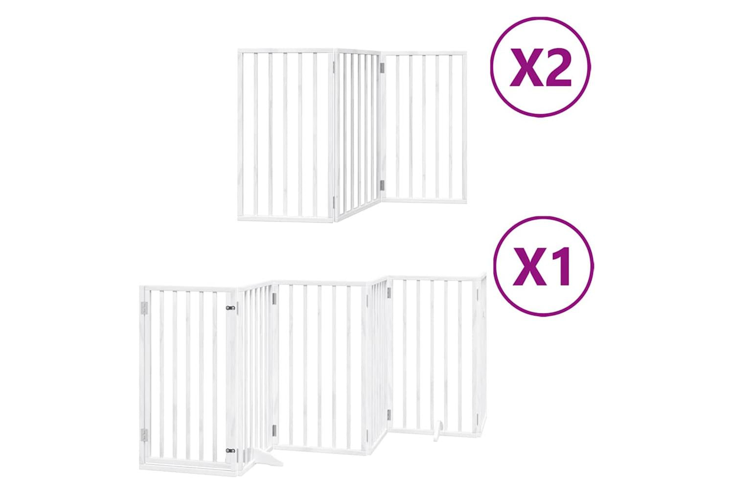 Vidaxl Dog Gate With Door Foldable 12 Panels White 600 Cm Poplar Wood-2