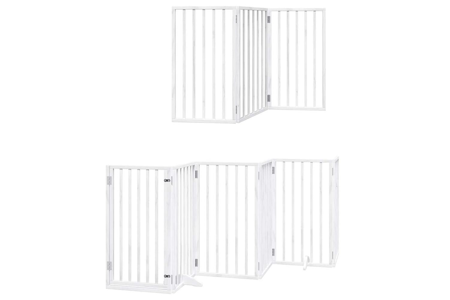 Vidaxl Dog Gate With Door Foldable 12 Panels White 600 Cm Poplar Wood-3