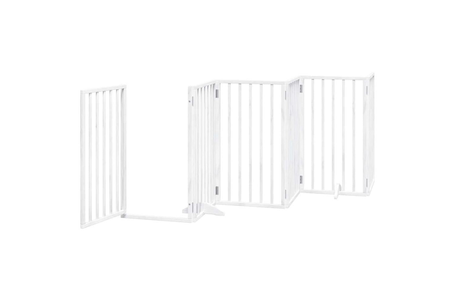 Vidaxl Dog Gate With Door Foldable 12 Panels White 600 Cm Poplar Wood-5
