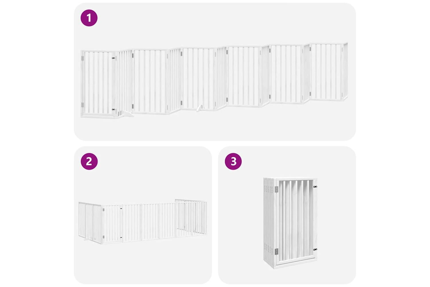 Vidaxl Dog Gate With Door Foldable 12 Panels White 600 Cm Poplar Wood-6