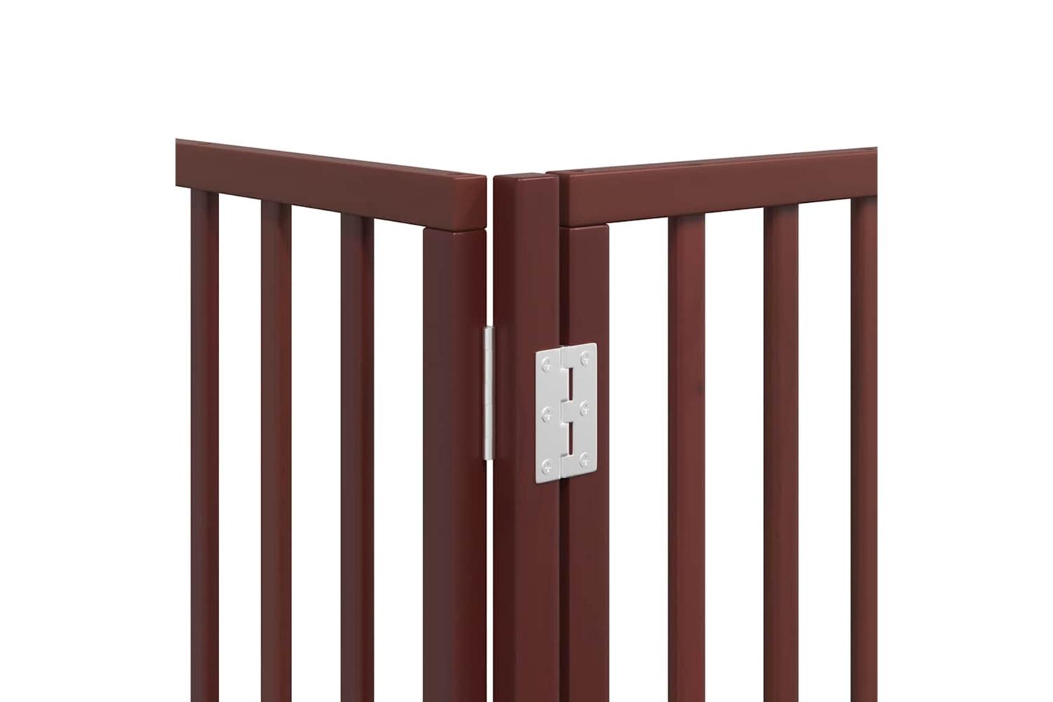 Vidaxl Dog Gate With Door Foldable 9 Panels Brown 450 Cm Poplar Wood-10