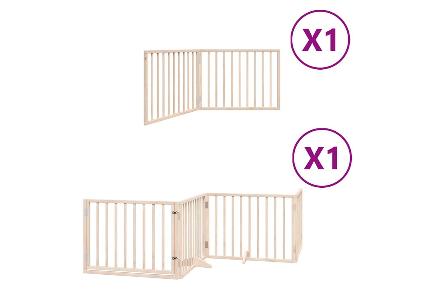 Vidaxl Dog Gate With Door Foldable 6 Panels 480 Cm Poplar Wood-2