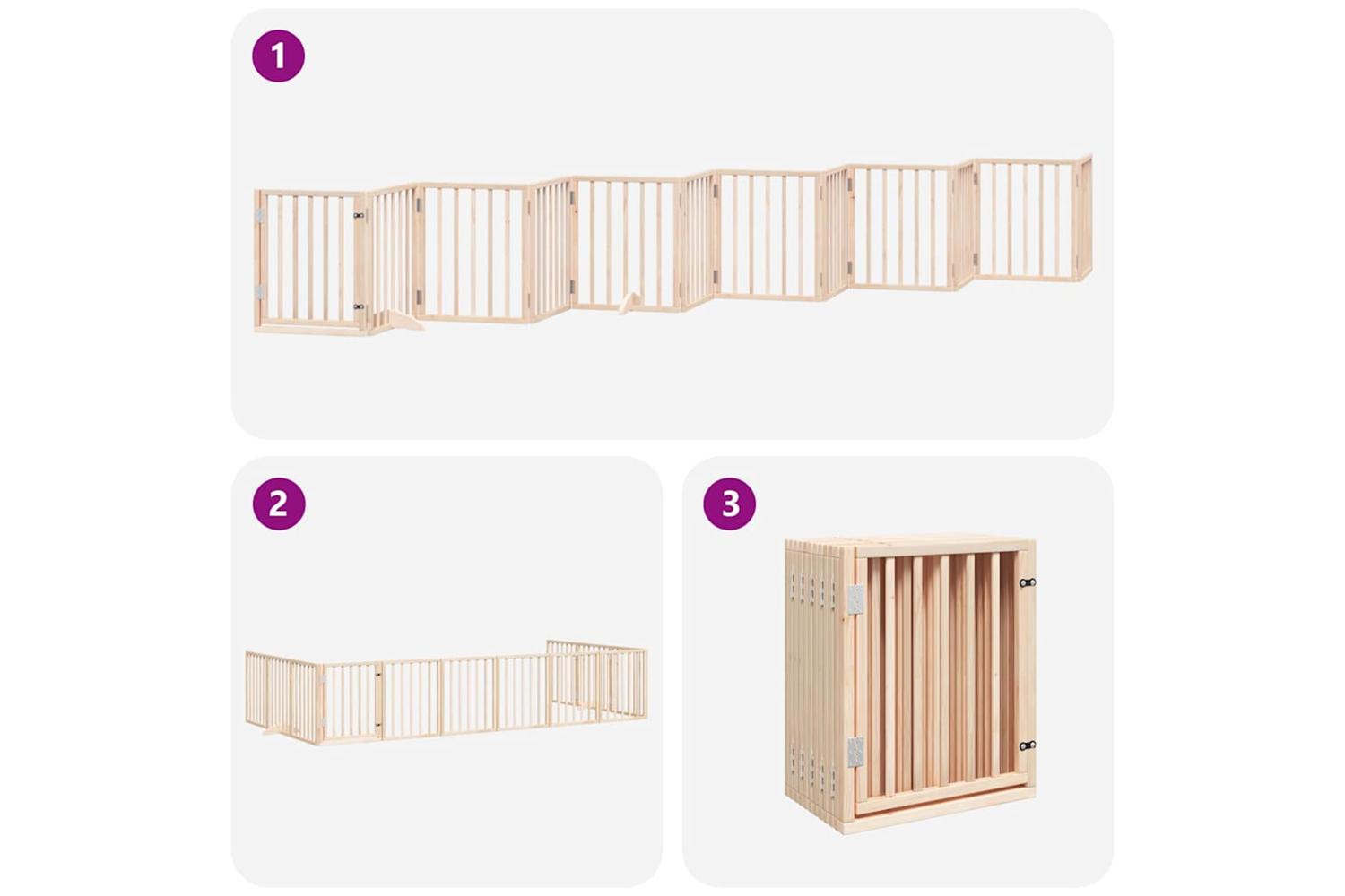 Vidaxl Dog Gate With Door Foldable 12 Panels 600 Cm Poplar Wood-6