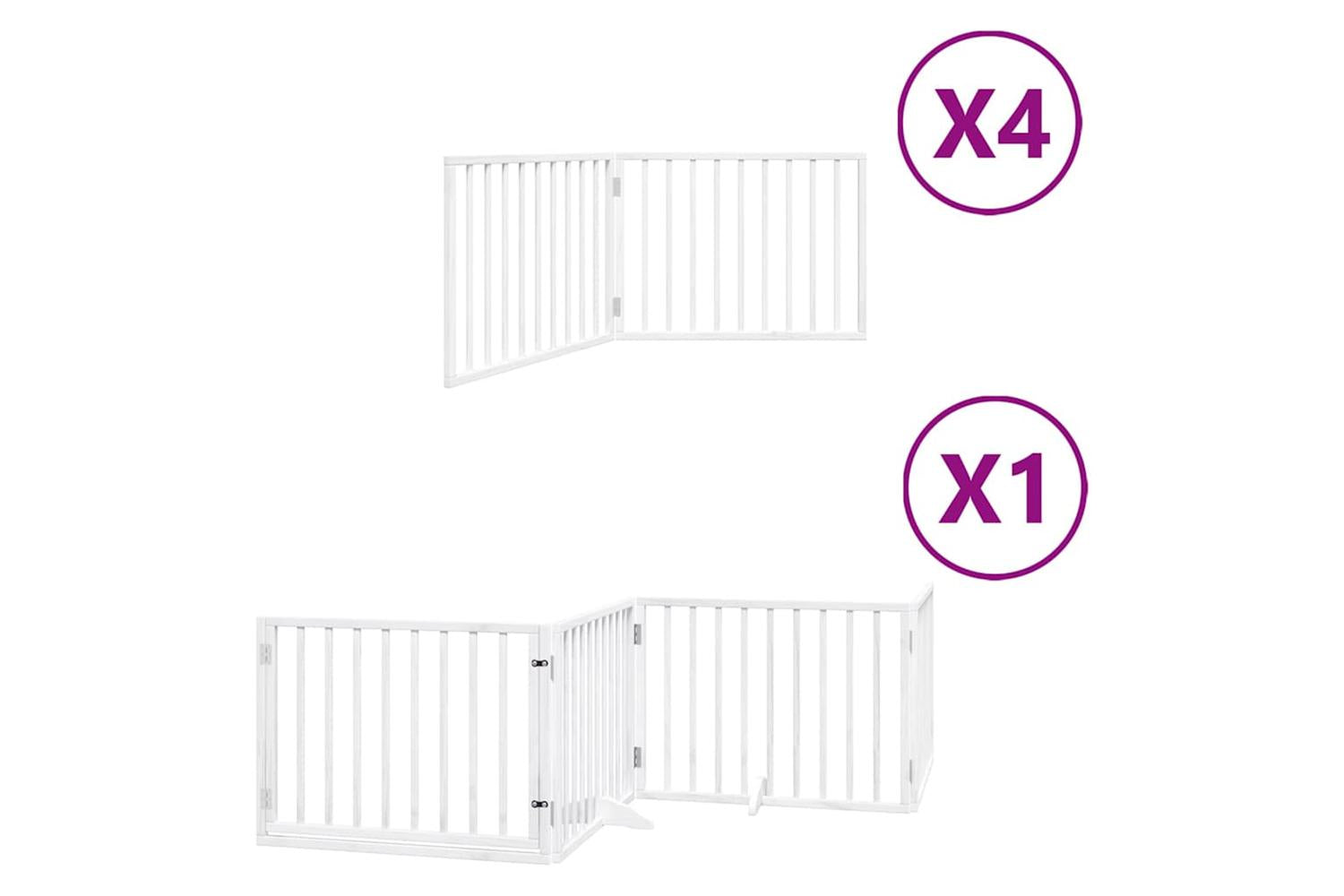 Vidaxl Dog Gate With Door Foldable 12 Panels White 960 Cm Poplar Wood-2