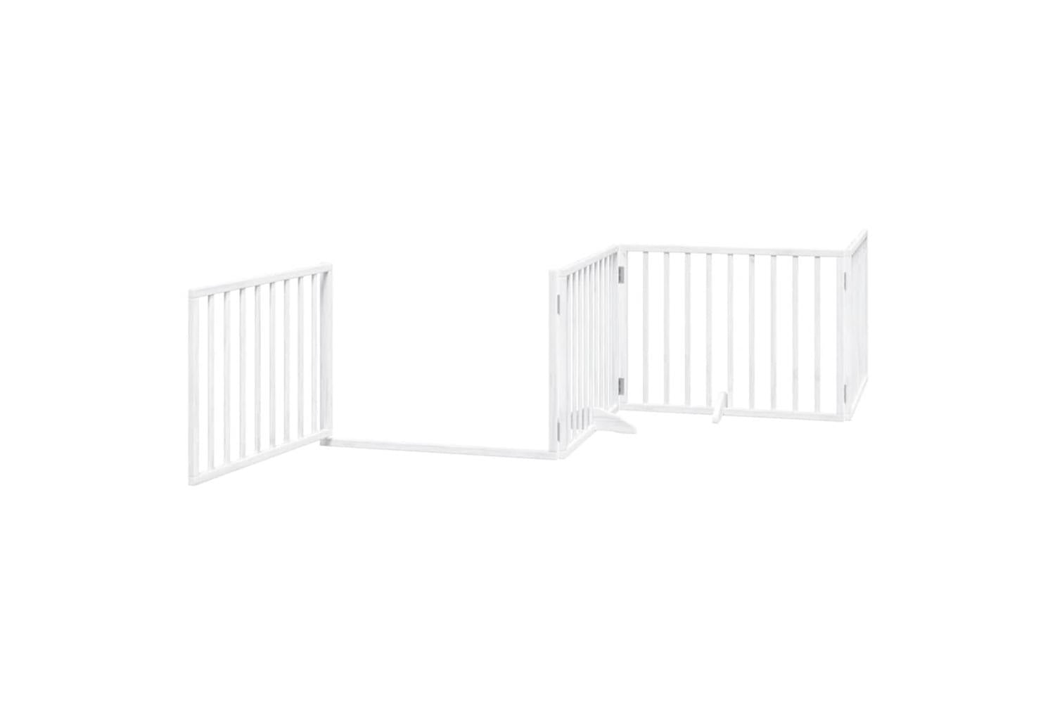 Vidaxl Dog Gate With Door Foldable 12 Panels White 960 Cm Poplar Wood-4