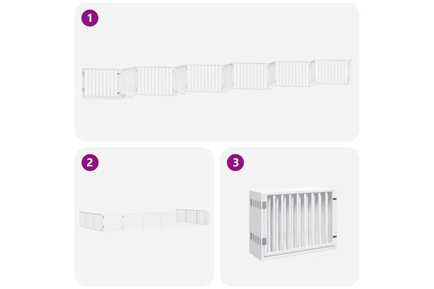 Vidaxl Dog Gate With Door Foldable 12 Panels White 960 Cm Poplar Wood-5