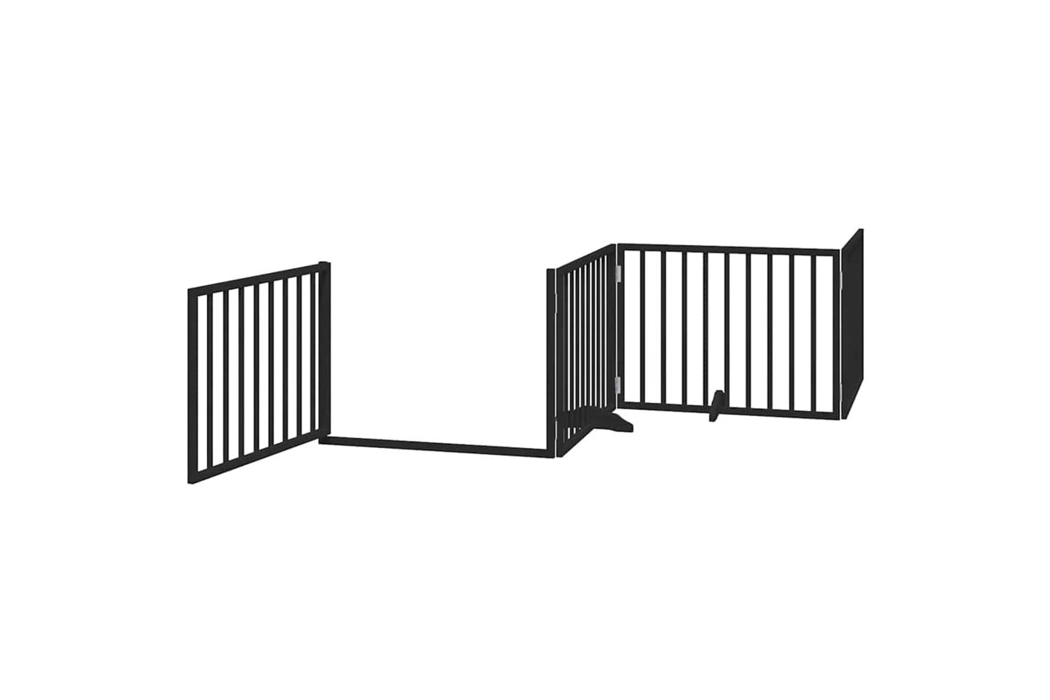 Vidaxl Dog Gate With Door Foldable 8 Panels Black 640 Cm Poplar Wood-4