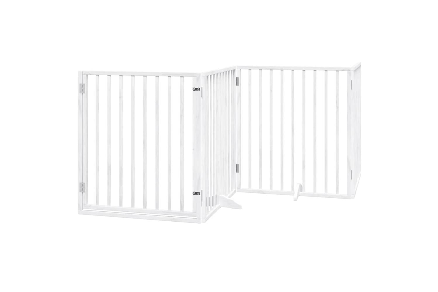 Vidaxl Dog Gate With Door Foldable 8 Panels White 640 Cm Poplar Wood-3