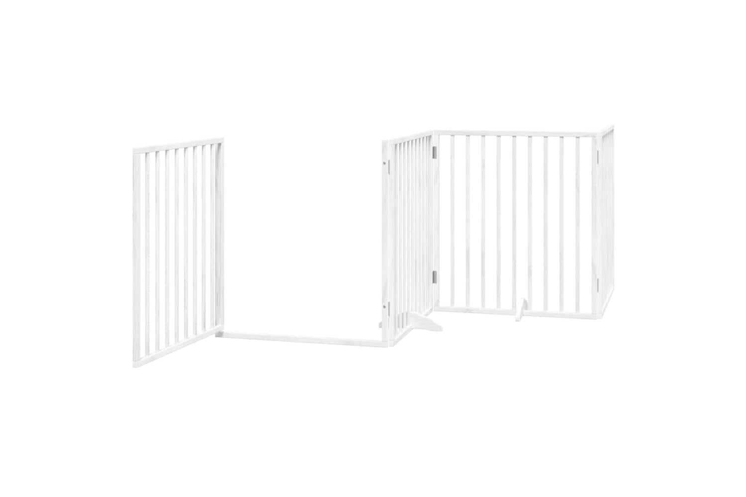 Vidaxl Dog Gate With Door Foldable 8 Panels White 640 Cm Poplar Wood-4