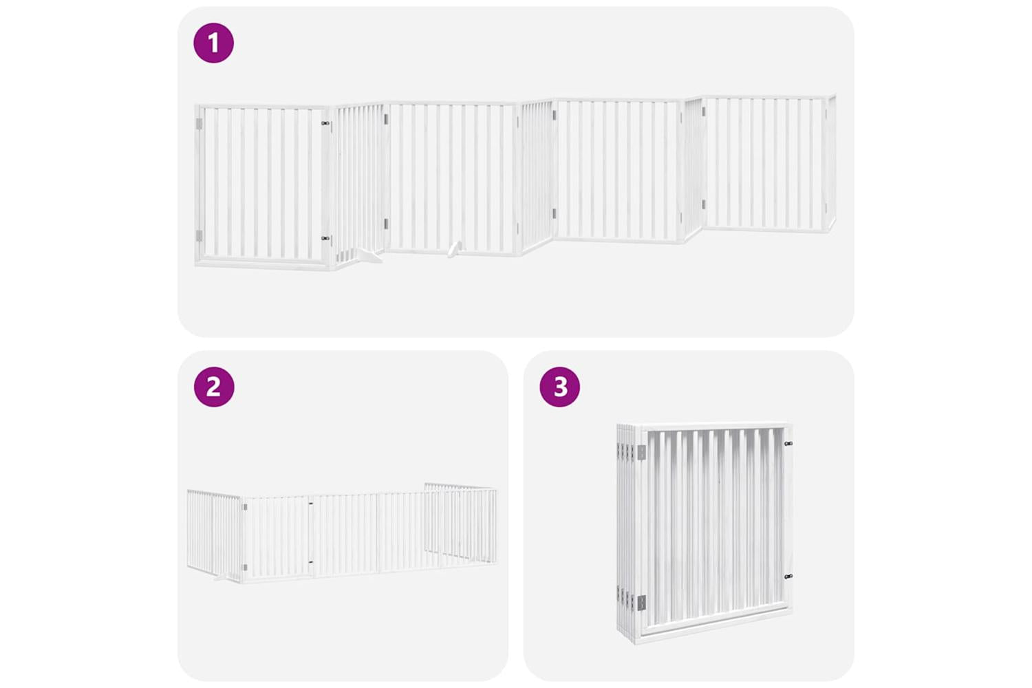 Vidaxl Dog Gate With Door Foldable 8 Panels White 640 Cm Poplar Wood-5