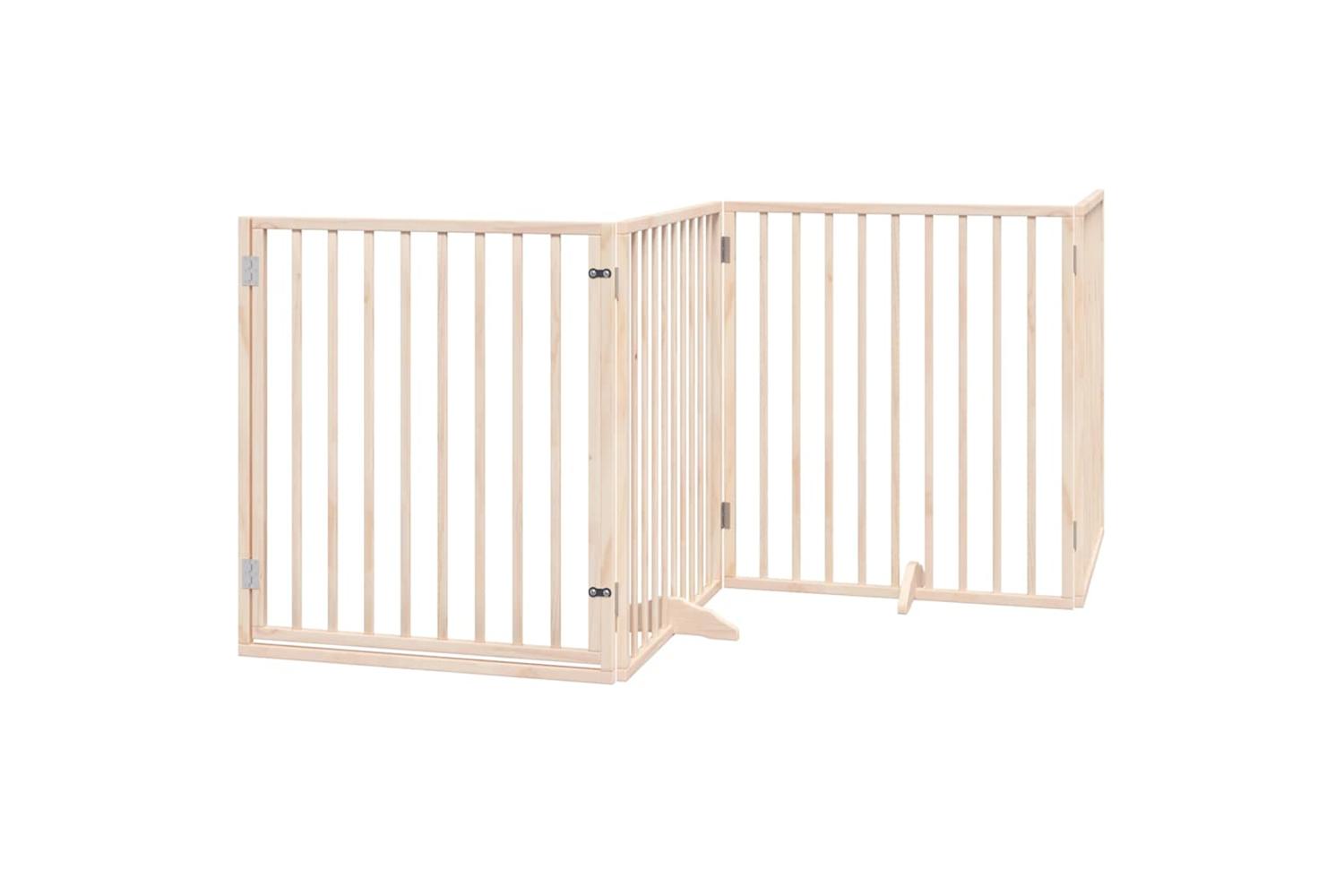 Vidaxl Dog Gate With Door Foldable 8 Panels 640 Cm Poplar Wood-3
