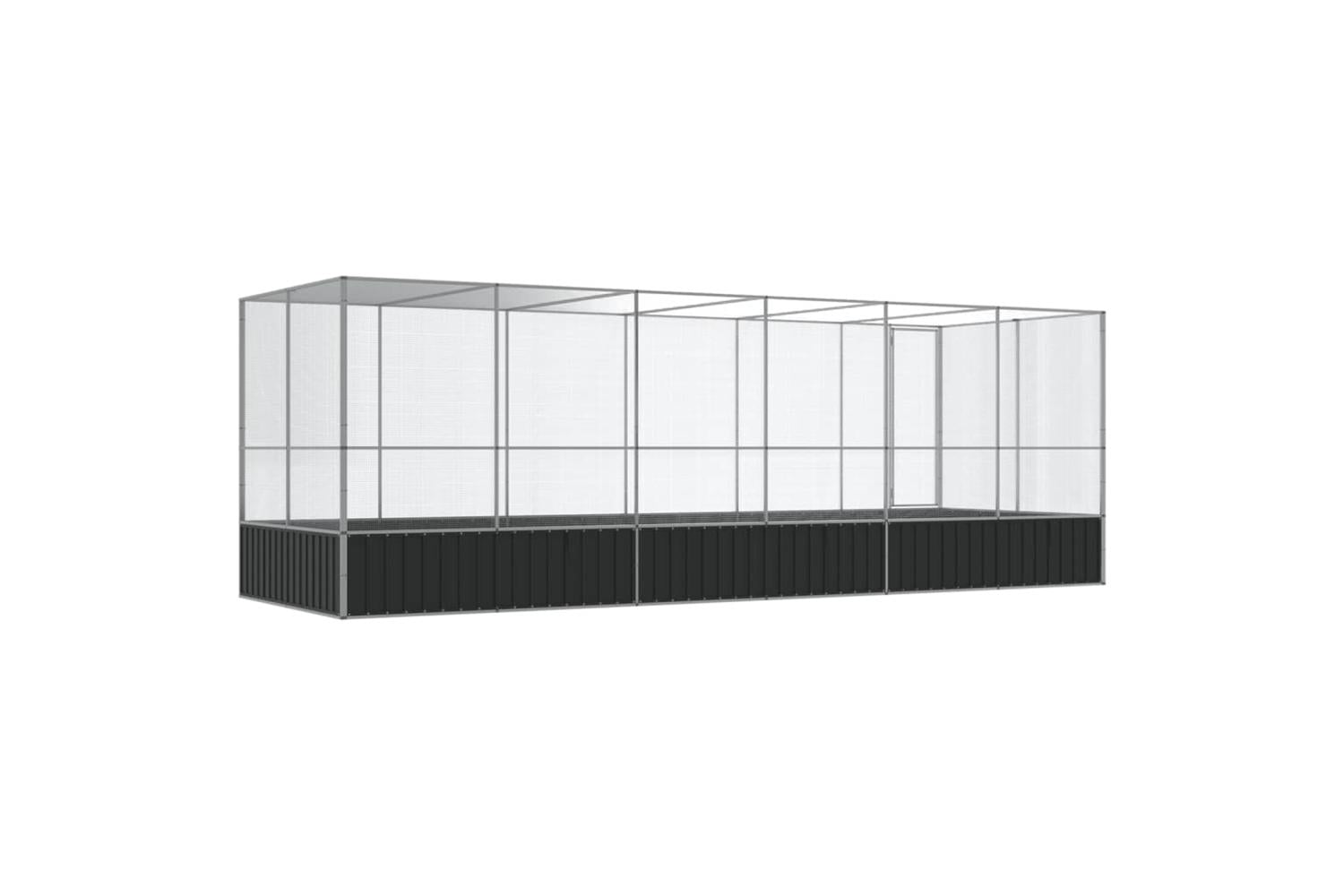 Vidaxl Aviary With Extension Silver 625x207x212 Cm Steel-5