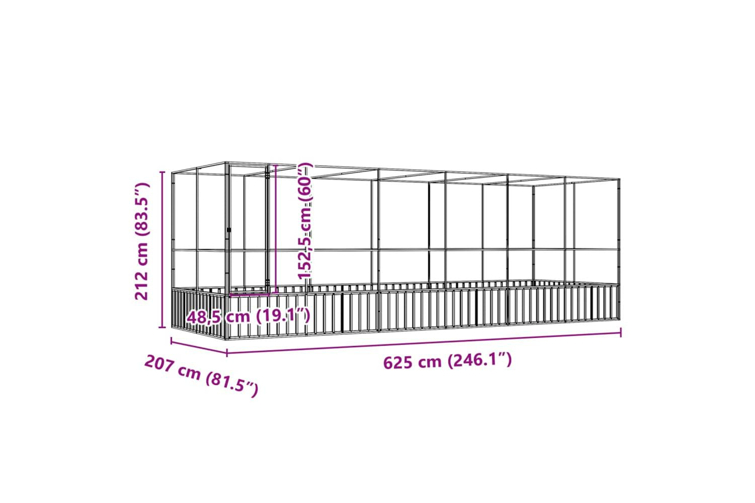 Vidaxl Aviary With Extension Silver 625x207x212 Cm Steel-8