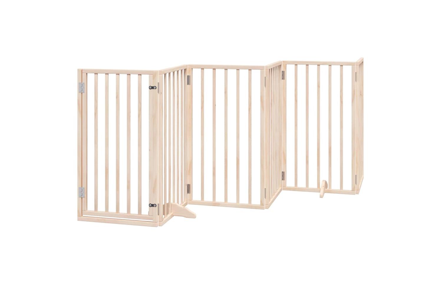Vidaxl Dog Gate With Door Foldable 9 Panels 450 Cm Poplar Wood-4