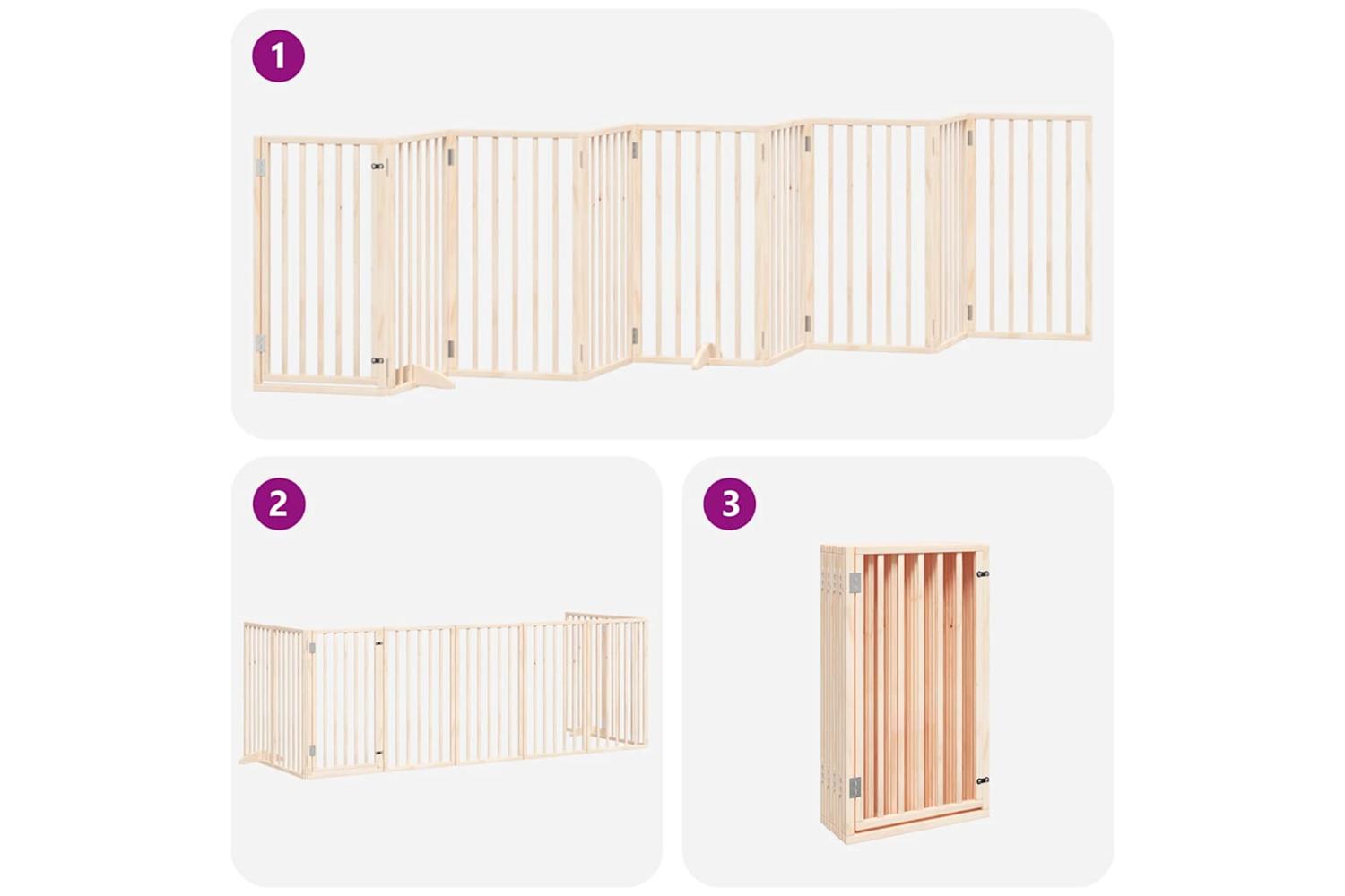 Vidaxl Dog Gate With Door Foldable 9 Panels 450 Cm Poplar Wood-6