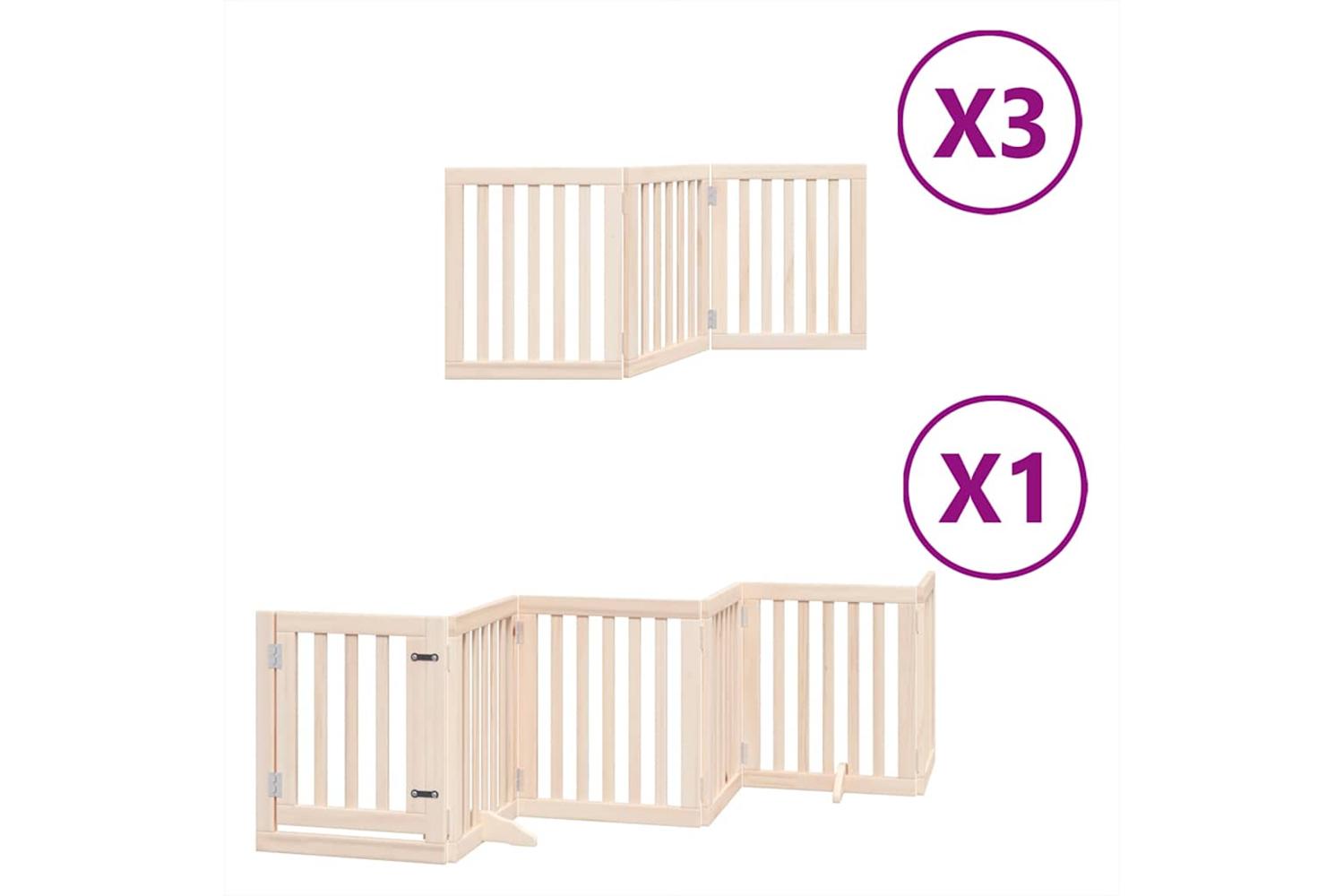 Vidaxl Dog Gate With Door Foldable 15 Panels 750 Cm Poplar Wood-2