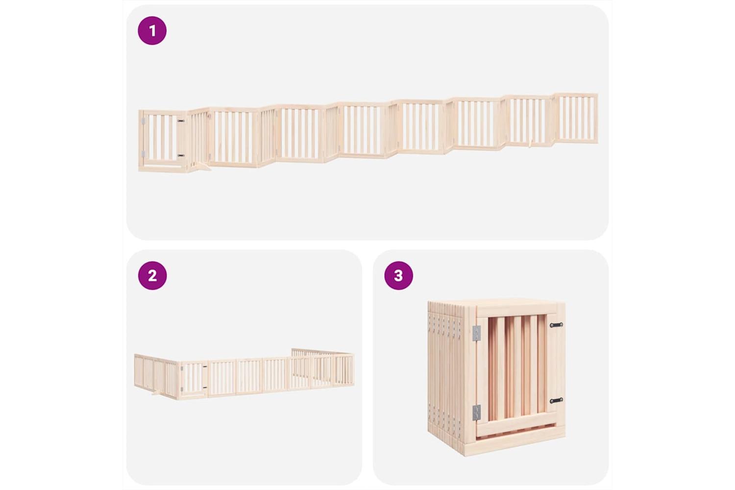 Vidaxl Dog Gate With Door Foldable 15 Panels 750 Cm Poplar Wood-5