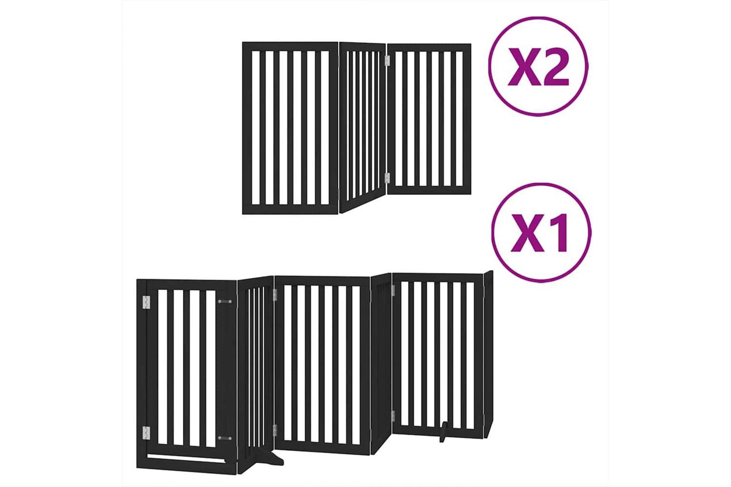 Vidaxl Dog Gate With Door Foldable 12 Panels Black 600 Cm Poplar Wood