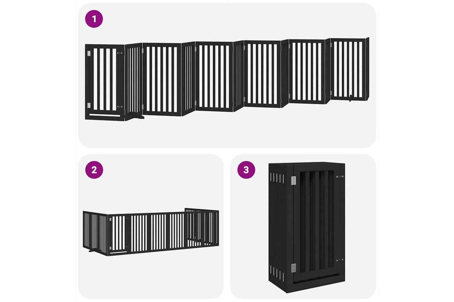 Vidaxl Dog Gate With Door Foldable 12 Panels Black 600 Cm Poplar Wood-5