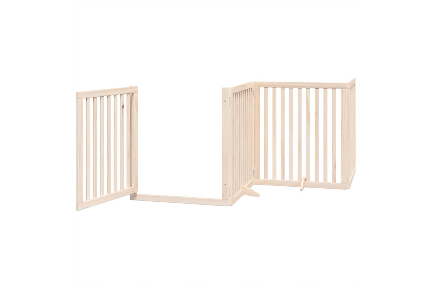 Vidaxl Dog Gate With Door Foldable 6 Panels 480 Cm Poplar Wood-4