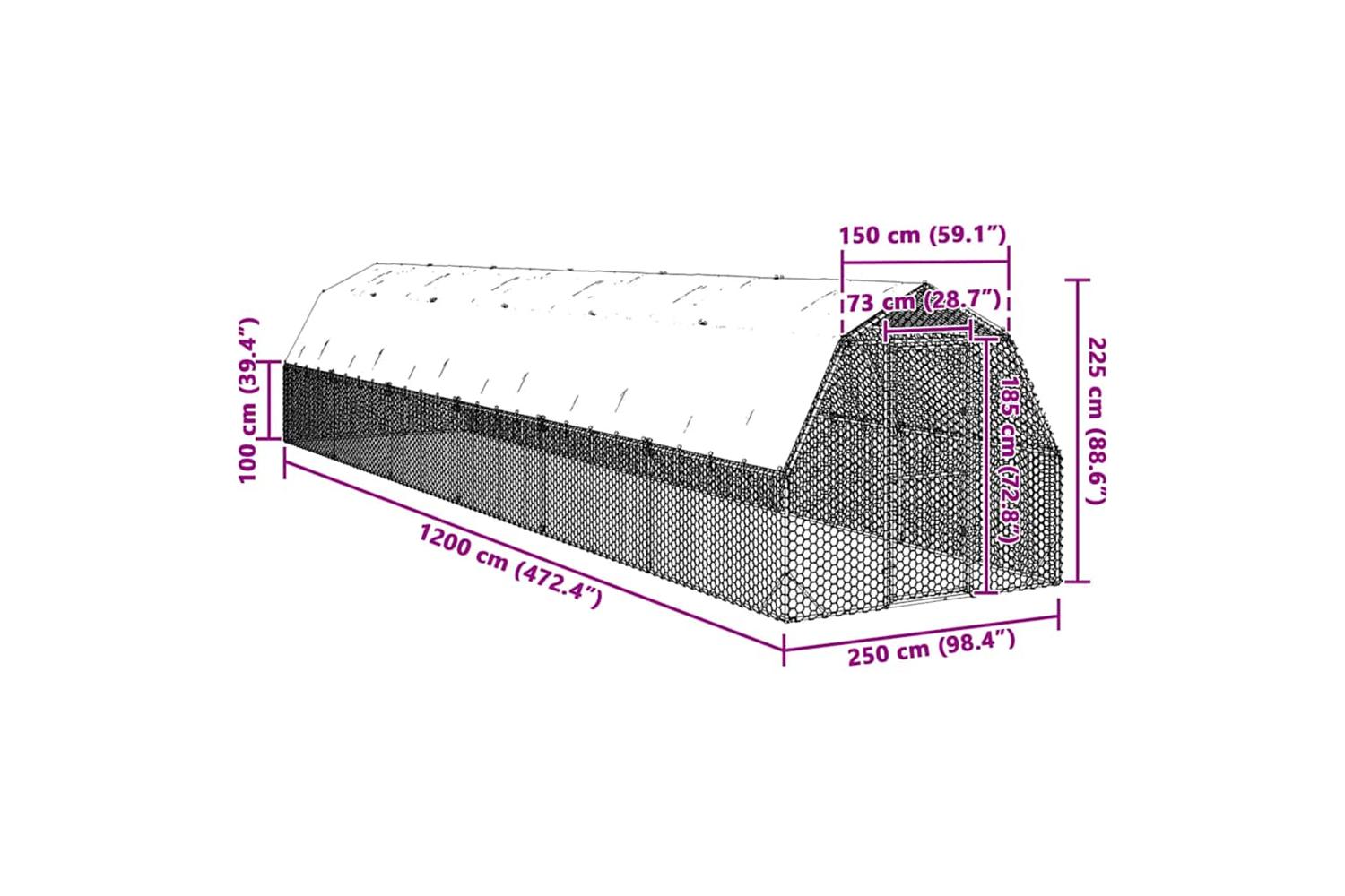Vidaxl Chicken Run With Roof 25x12x225 M Galvanised Steel-8
