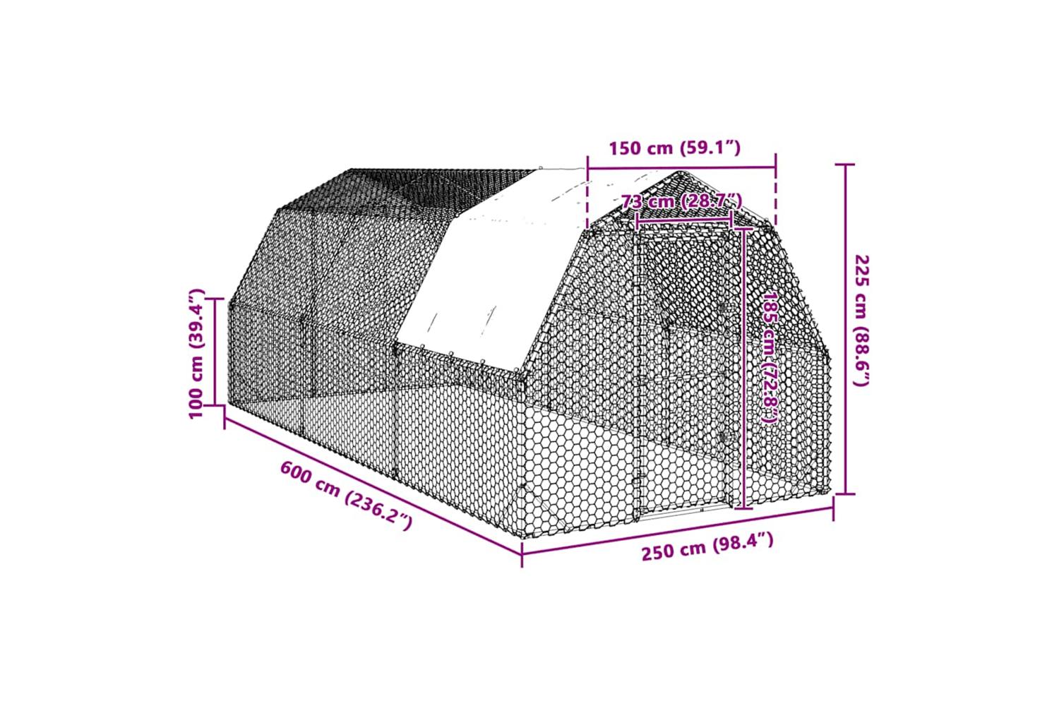 Vidaxl Chicken Run With Roof 25x6x225 M Galvanised Steel-8