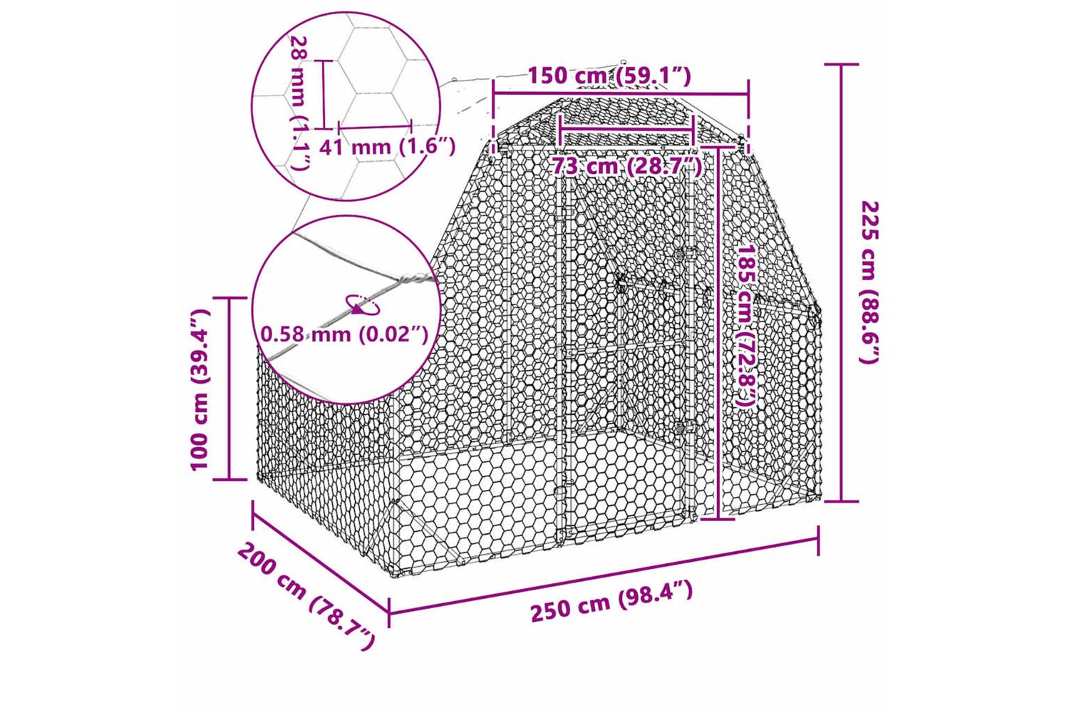 Vidaxl Chicken Run With Roof 25x2x225 M Galvanised Steel-8