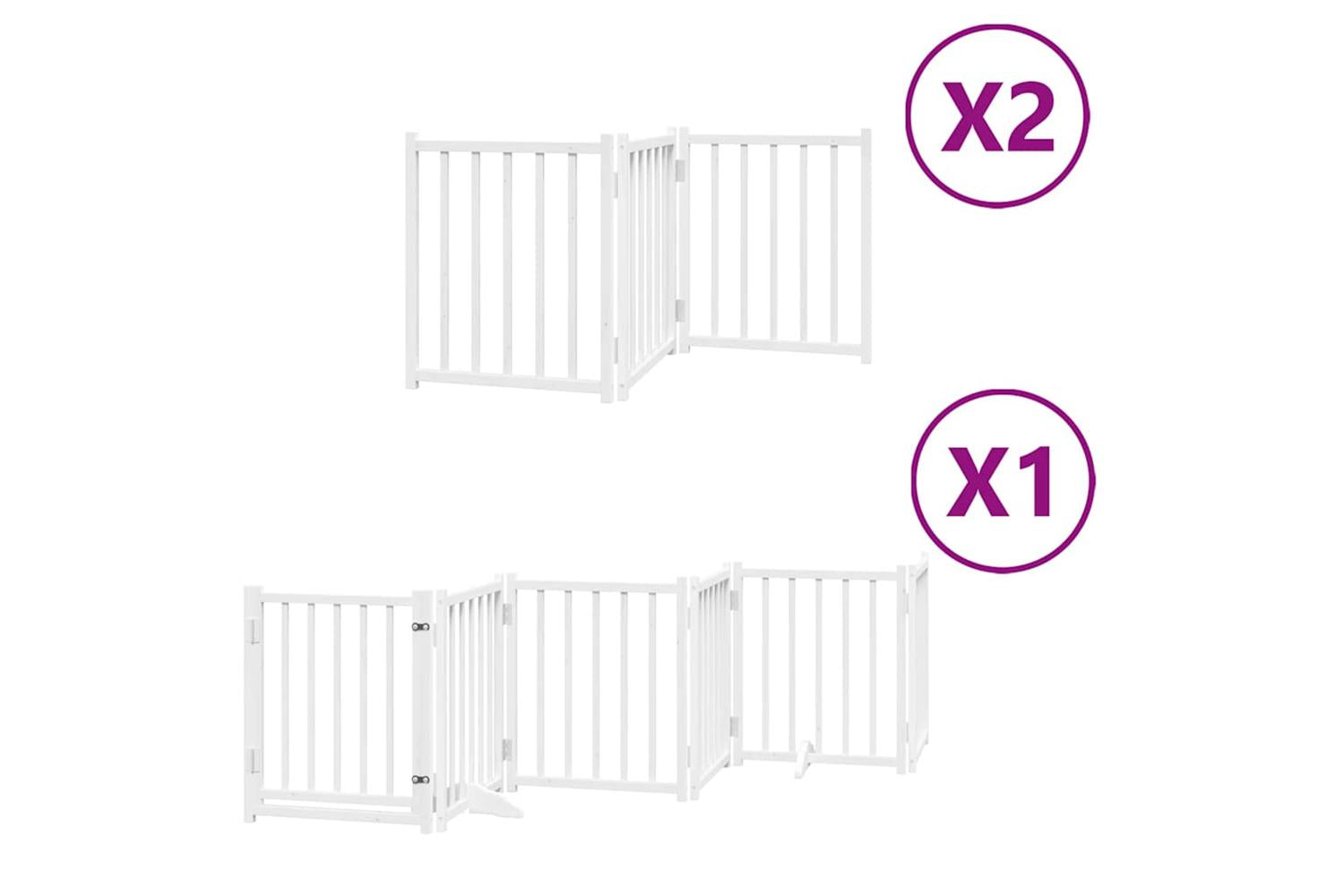 Vidaxl Dog Gate With Door Foldable 12 Panels White 600 Cm Poplar Wood