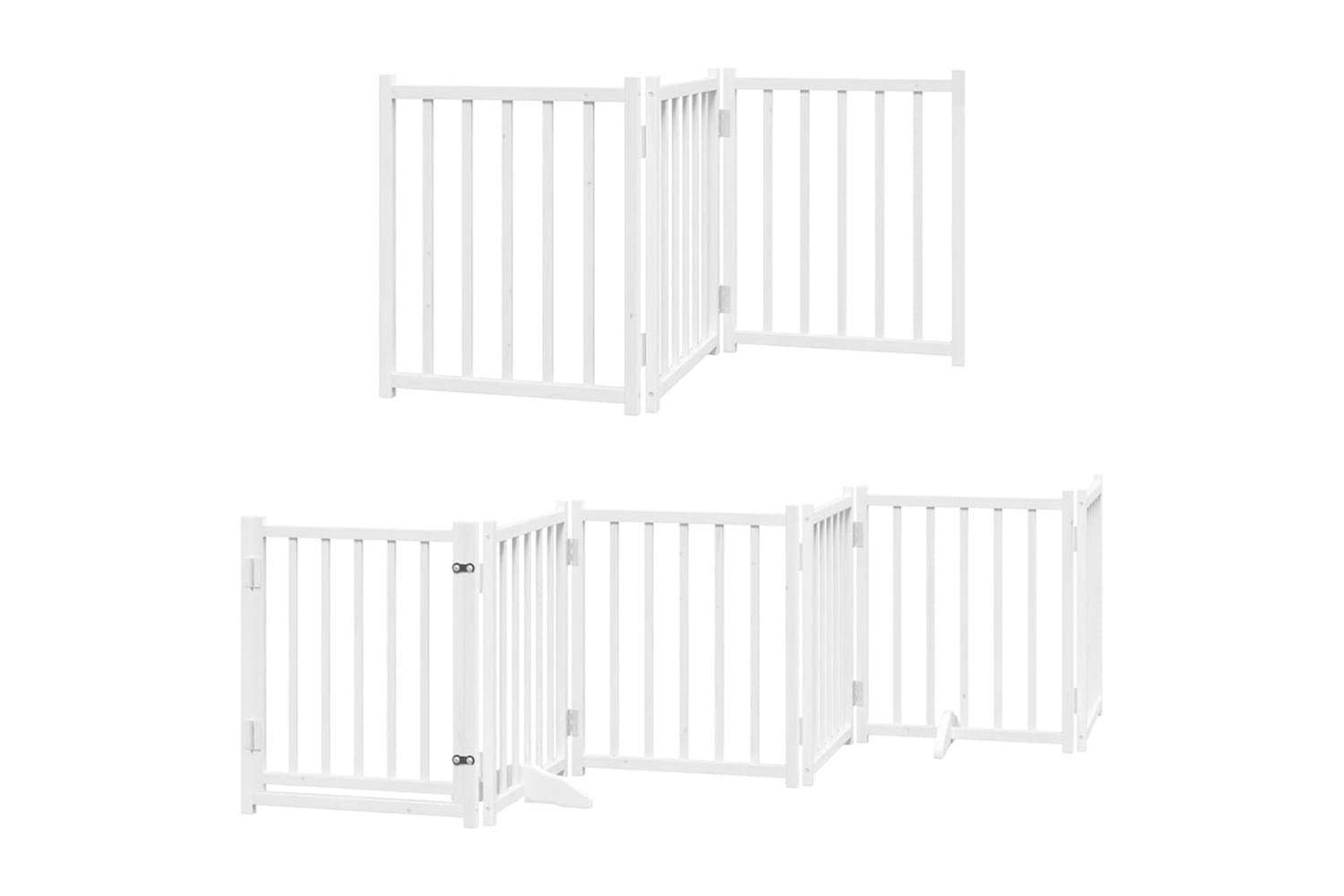 Vidaxl Dog Gate With Door Foldable 12 Panels White 600 Cm Poplar Wood-3