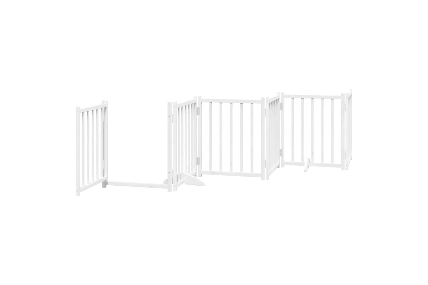 Vidaxl Dog Gate With Door Foldable 12 Panels White 600 Cm Poplar Wood-5