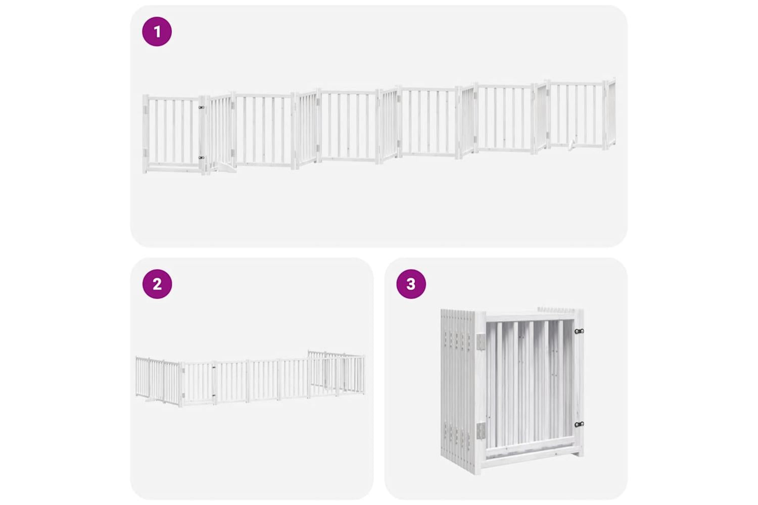 Vidaxl Dog Gate With Door Foldable 12 Panels White 600 Cm Poplar Wood-6