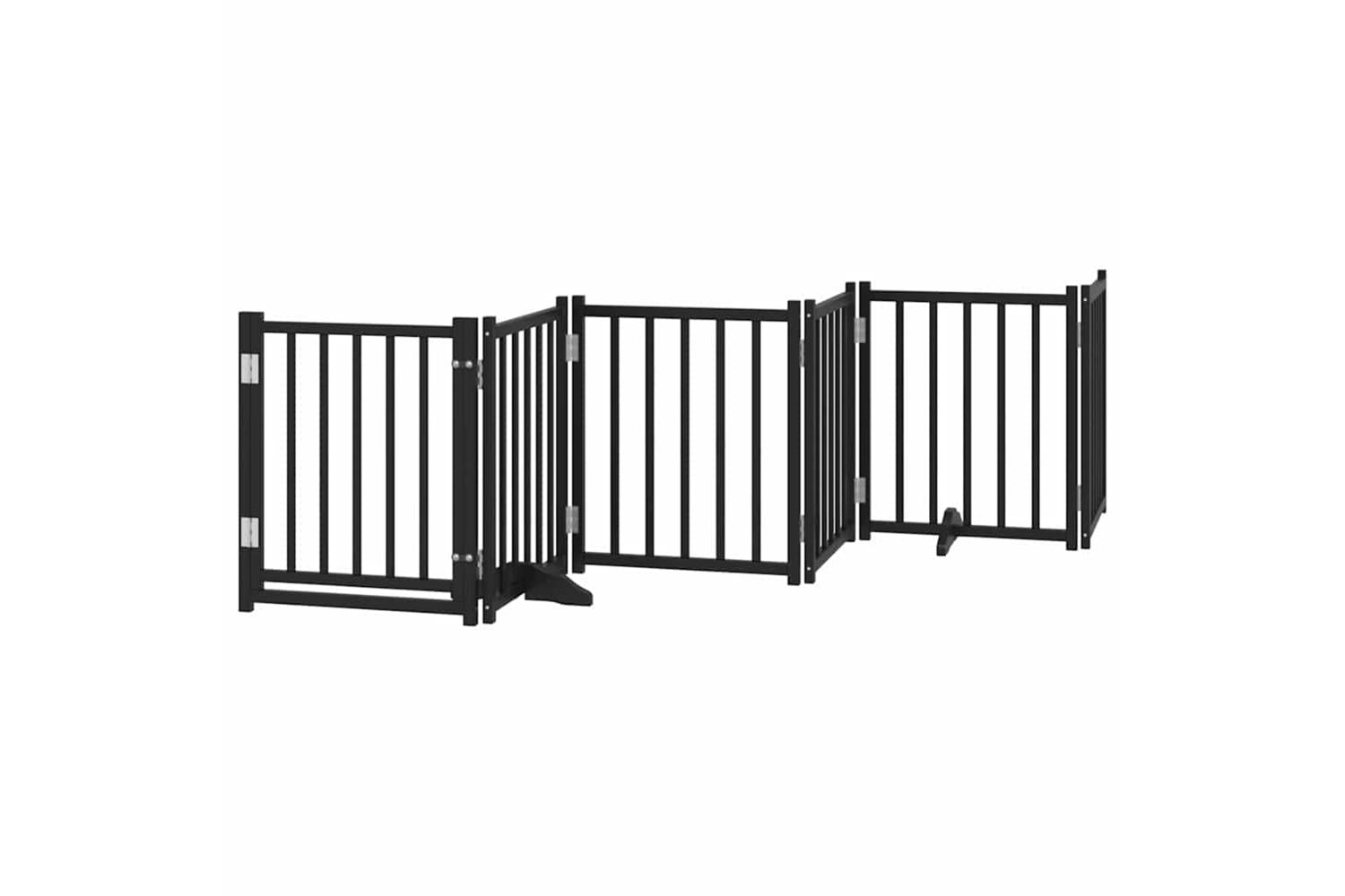 Vidaxl Dog Gate With Door Foldable 12 Panels Black 600 Cm Poplar Wood-4