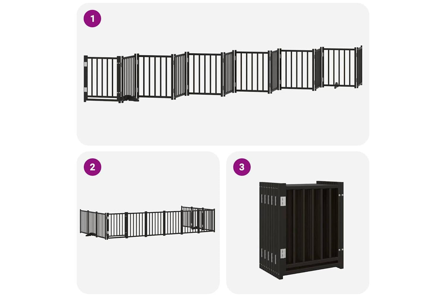 Vidaxl Dog Gate With Door Foldable 12 Panels Black 600 Cm Poplar Wood-6