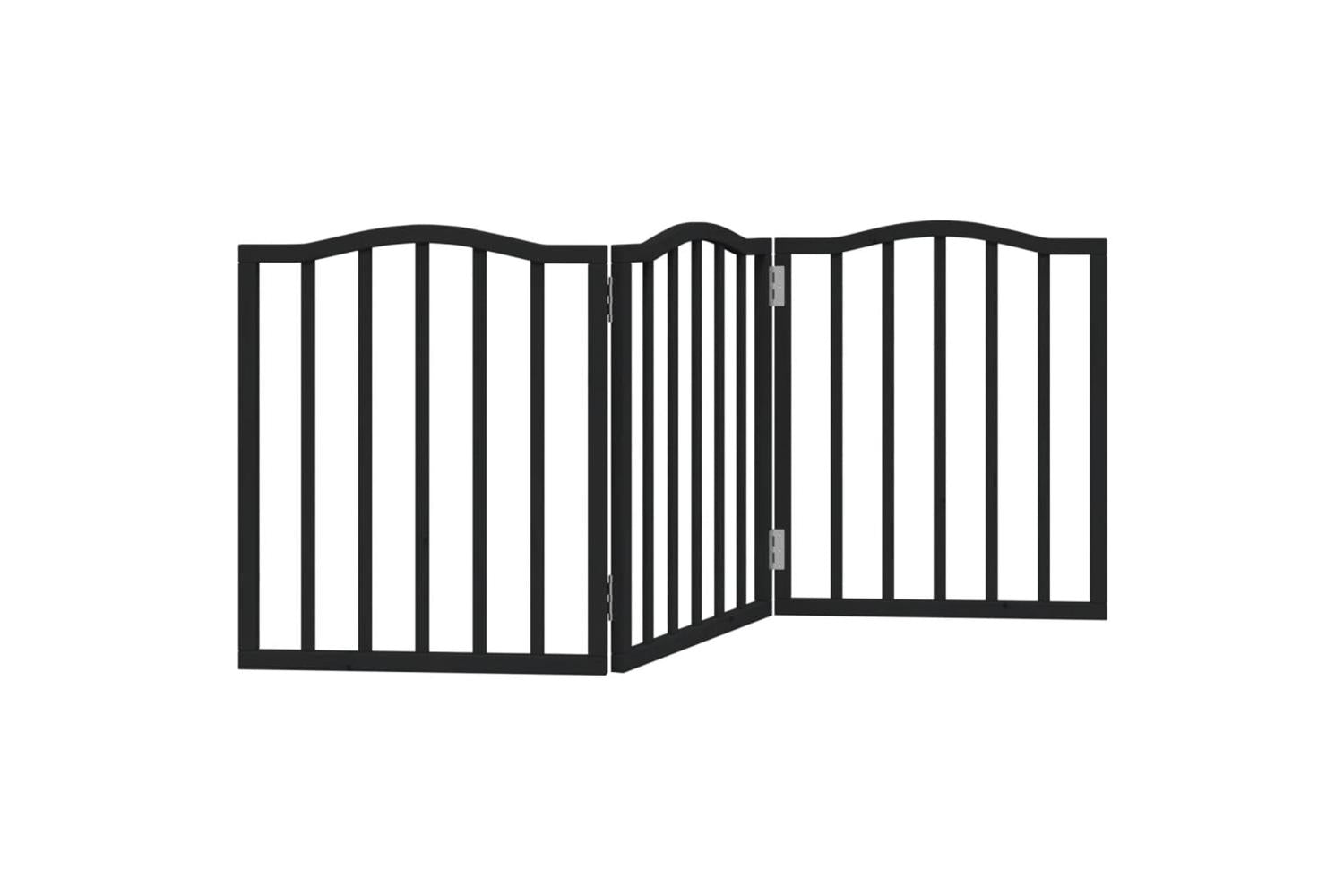 Vidaxl Dog Gate Foldable 3 Panels Black 150 Cmpoplar Wood-2