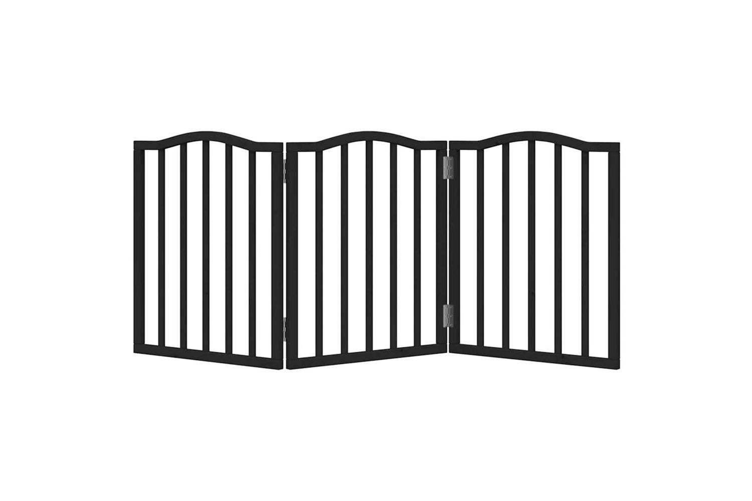 Vidaxl Dog Gate Foldable 3 Panels Black 150 Cmpoplar Wood-4