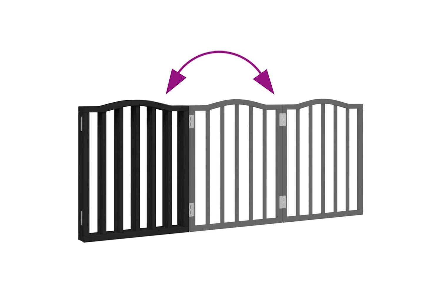 Vidaxl Dog Gate Foldable 3 Panels Black 150 Cmpoplar Wood-7