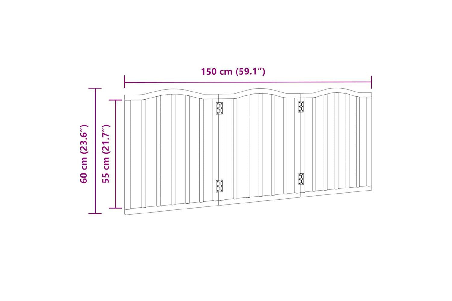 Vidaxl Dog Gate Foldable 3 Panels Black 150 Cmpoplar Wood-9