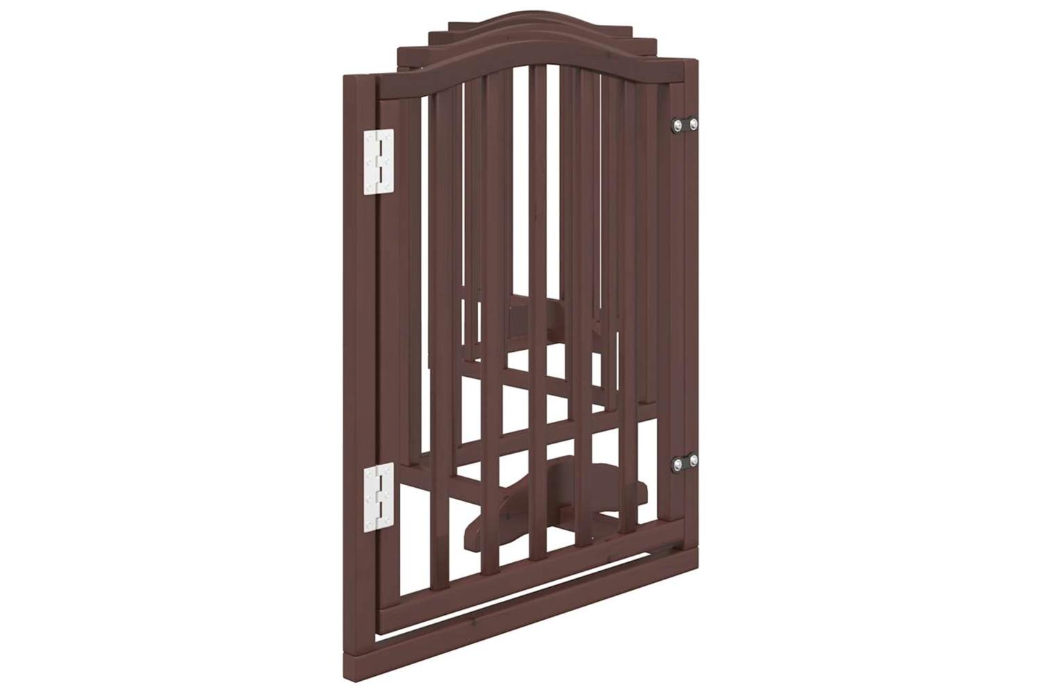 Vidaxl Dog Gate With Door Foldable 6 Panels Brown Oak 300 Cmpoplar Wood-5