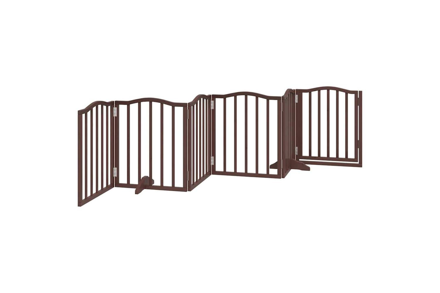 Vidaxl Dog Gate With Door Foldable 6 Panels Brown Oak 300 Cmpoplar Wood-6