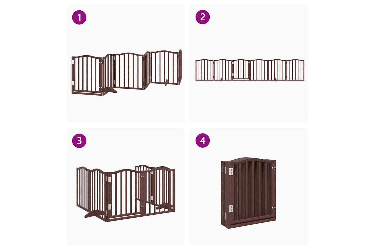 Vidaxl Dog Gate With Door Foldable 6 Panels Brown Oak 300 Cmpoplar Wood-7